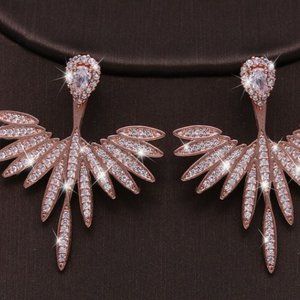 Elegant Marquise Flower CZ Drop Earrings